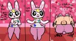 animal_crossing anthro big_butt bottomless bottomwear bubble_butt butt chrissy_(animal_crossing) clothed clothing curvy_figure dress duo female from_front_position gesture hand_gesture hi_res hourglass_figure human instant_loss_2koma inviting klutzatdusk lagomorph leporid looking_at_viewer looking_pleasured male male/female mammal mating_press meme miniskirt nintendo penetration rabbit recording sex skimpy skirt thick_thighs v_sign vaginal vaginal_penetration villager_(animal_crossing) wide_hips