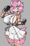 2024 alternative_fashion amy_rose anthro arc_system_works big_breasts black_clothing black_gloves black_handwear bracelet breasts clothed clothing collar dress ear_piercing ear_ring electronics elphelt_valentine eulipotyphlan female fingerless_gloves fur gloves green_eyes grey_background guilty_gear hair handwear hedgehog hi_res huge_breasts jacket jewelry legwear looking_at_viewer mammal maned_kitsune microphone open_clothing open_jacket open_topwear orange_clothing orange_collar orange_jacket orange_topwear piercing pink_body pink_fur pink_hair ring_piercing sega simple_background sketch small_waist solo sonic_the_hedgehog_(series) spiked_bracelet spiked_collar spikes standing tail thick_thighs thigh_highs topwear white_clothing white_dress wide_hips