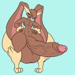  1:1 abs absurd_res anthro artistorphy balls big_balls brown_fur fur hair hi_res huge_balls humanoid_penis hyper hyper_balls hyper_penis lagomorph long_ears lopunny male mammal nintendo nude open_mouth penis pok&eacute;mon pok&eacute;mon_(species) pose red_eyes simple_background smile solo thick_thighs timothy_vladislaus video_games wide_hips 