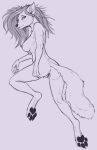  anthro anus breasts canid canine claws digitigrade ears_back female fox hair hi_res long_hair looking_at_viewer lord_magicpants mammal monochrome nipples nude pawpads pivoted_ears pussy sketch slit_pupils solo toe_claws 