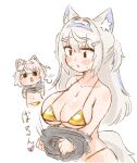  2girls animal_ear_fluff animal_ears bandaid bandaid_hair_ornament bikini blonde_hair blue_hair blush breasts cleavage dog_ears dog_girl fuwawa_abyssgard gold_bikini hair_ornament hololive hololive_english large_breasts long_hair mococo_abyssgard multicolored_hair multiple_girls nekoyama open_mouth pink_hair siblings sisters streaked_hair swimsuit tail twins virtual_youtuber 