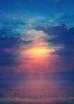  alu.m_(alpcmas) blue_sky cloud gradient_sky highres no_humans ocean orange_sky original outdoors scenery signature sky sunset water 