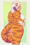 anthro belly big_belly big_breasts big_butt breasts butt buxbi buxbi_(character) eyebrow_through_hair eyebrows felid female fingers fur hair hi_res highlights_(coloring) huge_breasts mammal markings nipple_piercing nipples nude orange_body orange_fur orange_tail pantherine piercing pregnant purple_highlights signature solo standing striped_body striped_fur striped_markings striped_tail stripes tail tail_markings thick_thighs tiger translucent translucent_hair white_body white_fur white_hair