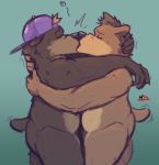  &lt;3 2019 anthro belly butt clothing duo eyes_closed hat headgear headwear hug humanoid_hands kissing male male/male mammal minedoo simple_background slightly_chubby ursid 