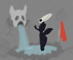  anthro arachnid arthropod arthropod_abdomen big_butt biped black_body black_eyes blurred_background breasts bubble_butt butt female hollow_knight hornet_(hollow_knight) jizzus looking_at_viewer looking_back looking_back_at_viewer non-mammal_breasts nude partially_submerged rear_view segmented_body slim_female small_breasts small_waist solo spider spring surprise team_cherry waterfall white_body 
