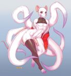 anthro bell-bell_(artist) clothed clothing ear_piercing ear_ring femboy hi_res jacket legwear male mammal murid murine off_shoulder piercing presenting rance_(rancetherat) rat ring_piercing rodent solo tentacles thick_thighs thigh_highs topwear