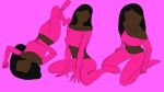  3girls black_hair dress highres lying multiple_girls non-web_source original pink_dress seiza sexually_suggestive sitting spread_legs 