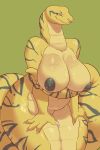  anthro areola big_breasts breasts facial_piercing female half-closed_eyes hi_res huge_breasts juzztie naga nipples non-mammal_breasts nose_piercing nose_ring piercing python reptile scalie slightly_chubby smile snake wide_hips 