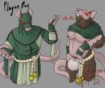  absurd_res anthro bandage bell brown_body brown_fur bulge clothed clothing demonrat fur hi_res male mammal mouse murid murine plague_monk rat red_eyes robe rodent skaven solo underwear vermintide warhammer_(franchise) wraps 