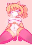  absurd_res anthro big_breasts breasts ceroba_ketsukane female genitals hi_res hss_dada pussy simple_background solo undertale_(series) undertale_yellow 