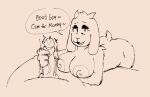 2024 anthro big_breasts bodily_fluids boss_monster_(undertale) bovid breasts butt caprine dialogue duo encouragement erection eye_bags female fembunns genital_fluids genitals goat half-closed_eyes handjob humanoid_genitalia humanoid_penis lying male male/female mammal mature_female narrowed_eyes nude on_front penile penis praise precum sex simple_background sketch speech_bubble tail text toriel undertale undertale_(series)