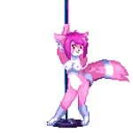 animated anthro canid canine dancing digital_media_(artwork) exhibitionism female fox fur genitals hair lewd_eden_games looking_at_viewer low_res mammal nipples pink_body pink_hair pink_nipples pixel_(artwork) pixel_animation pole pole_dancing public pussy raccoon_dog smile solo stage striped_body striped_fur stripes stripper stripper_pole symbell tanuki voyeur werk_game