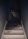  absurd_res ambiguous_gender dappermouth dirt felid feline feral glowing glowing_eyes hi_res leopard looking_at_viewer mammal nature pantherine shadow_animals_by_jemma_barton solo stairs watermark whiskers 
