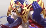  16:10 2019 alternate_version_at_source anthro anthrofied canid canine hi_res legendary_pok&eacute;mon looking_at_viewer male mammal muscular muscular_male nintendo pok&eacute;mon pok&eacute;mon_(species) simple_background skarltano solo standing video_games zamazenta 