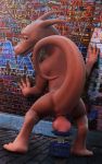  2017 3_fingers 3d_(artwork) brick_wall claws critterclaws crittermatic digital_media_(artwork) dildo dragon female feral fucking_machine graffiti hi_res knot knotted_dildo leaning looking_back machine rear_view sex_toy solo toe_claws vaginal 