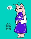  anthro clothing cosplay female fur green_background male robe sans_(undertale) simple_background solarian toriel undertale_(series) unknown_artist yellow_body yellow_fur yi_(nine_sols) 