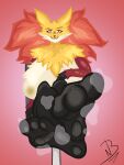  anthro big_breasts breasts canid canine delphox feet female foot_fetish foot_focus fox generation_6_pokemon hairy hi_res hindpaw huge_breasts mammal musk musk_clouds nintendo notteethboy paws pokemon pokemon_(species) smelly smelly_feet solo thick_thighs 
