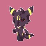  2023 3_toes 4_fingers anthro anthrofied belly big_head black_body black_eyes black_fur black_hair black_nose black_pawpads canid casual_nudity cel_shading cheek_tuft chest_tuft chibi claws crotch_tuft digital_media_(artwork) dranoko eeveelution eyebrows facial_tuft fan_character featureless_chest featureless_crotch feet femboy fingers full-length_portrait fur generation_2_pokemon hair hair_over_eye looking_at_viewer male mammal markings mouth_closed navel nintendo nude one_eye_obstructed outline pawpads paws pink_background pokemon pokemon_(species) pokemorph portrait pupils red_sclera shaded simple_background slightly_chubby slit_pupils smokey_(dranoko) solo standing tail toes tuft umbreon white_outline wide_hips yellow_body yellow_fur yellow_markings 