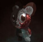  ambiguous_gender anthro bear big_eyes biped blood blood_on_body blood_on_face blue_body blue_ears blue_fur bodily_fluids character_request fur glistening glistening_eyes gore mallowscreme mammal pretty_blood round_ears semi-anthro shaded solo standing 