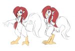  2019 4_toes anthro artist_name avian beak bird black_outline blue_eyes casual_nudity chicken crotch_tuft digital_media_(artwork) dranoko eyebrows eyelashes feathers featureless_crotch feet female fingers flat_chested flat_colors full-length_portrait galliform gallus_(genus) guide_lines hair half-closed_eyes honey_(dranoko) long_hair looking_at_viewer model_sheet mouth_closed narrowed_eyes navel nude outline pear-shaped_figure phasianid portrait red_hair ruff side_view simple_background solo standing talons three-quarter_view toes tuft watermark white_background white_body white_feathers wide_hips 