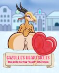  antelope anthro anus big_butt bovid butt detailed_background disney english_text eyes_closed female food gazelle gazelle_(zootopia) genitals hi_res huge_butt looking_back mammal nude outside popsicle pussy rear_view sharkinwaves sitting sitting_on_snow snow solo text zootopia 