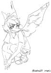 amber_(snoot_game) anthro catheadyy cavemanon_studios clothed clothing crouching dinosaur extinct female hair hi_res monochrome prehistoric_species pterodactylus pterosaur reptile scalie short_hair sketch snoot_game solo wings young_(lore)