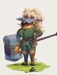  armor big_breasts big_eyes blonde_hair breasts clothed clothing cute_fangs female fully_clothed gloves hair hammer handwear hi_res huge_breasts humanoid humanoid_pointy_ears league_of_legends melee_weapon padded_armor pigtails poppy_(lol) riot_games short_stack solo sungerart tencent tools weapon wide_hips yordle 