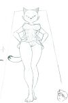  2016 anthro anthro_focus areola arms_bent barefoot big_areola big_breasts big_nipples biped black_and_white breasts clothed clothed_anthro clothed_female clothing dark_ears dark_markings dark_nose dark_whiskers digital_drawing_(artwork) digital_media_(artwork) dipstick_tail domestic_cat doorway duo eyebrow_through_hair eyebrows eyelashes feet felid feline felis female female_focus fingers freckled_face freckles genitals hair half-closed_eyes hands_on_hips hands_on_own_hips human humanoid_hands legs_together long_eyelashes looking_at_viewer looking_down looking_down_at_viewer low-angle_view male mammal markings mature_anthro mature_female monochrome mother_puss mouth_closed narrowed_eyes navel nightgown nipples pose prick_ears pussy redout round_head short_hair sketch solo_focus standing tail tail_markings the_complex_adventures_of_eddie_puss thick_thighs thin_eyebrows translucent translucent_clothing translucent_hair translucent_nightgown upskirt whiskers 