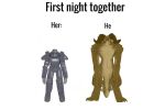  absurd_res andromorph_(lore) anthro armor biped clothed clothing deathclaw english_text fallout female gigachad hecreat hi_res horn human larger_male love machine macro male mammal meme microsoft not_furry power_armor reptile scalie size_difference smile tail teeth text 