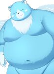  2024 absurd_res anthro bear belly big_belly blue_body eyes_closed hi_res humanoid_hands kemono male mammal moobs moosh navel nintendo oracle_of_ages oracle_of_seasons overweight overweight_male simple_background solo the_legend_of_zelda trail_arnak white_background wings 