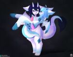  absurd_res anthro balls blush bodily_fluids carrying_another claws cum dragon duo eeveelution generation_4_pokemon genital_fluids genitals glaceon hi_res horn leaking_cum male male/male mythological_creature mythological_scalie mythology nintendo penis pokemon pokemon_(species) scalie senz tail wings 