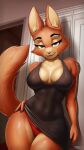  absurd_res anthro big_breasts breasts canid canine clothing diane_foxington dreamworks dress eyebrow_piercing facial_piercing female fox hi_res legs_together lightly-san looking_at_viewer mammal panties piercing smile smiling_at_viewer solo standing the_bad_guys thick_thighs underwear 