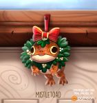  amphibian bow christmas cryptid-creations frog holidays mistletoe plant solo toad_(frog) 