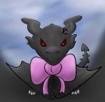  alduin angry bethesda_softworks black_skin blush bow_tie chibi claws digital_media_(artwork) dragon hi_res horn looking_at_viewer pink_bow_tie red_eyes sa-chat simple_background skyrim solo the_elder_scrolls video_games wings wyvern 