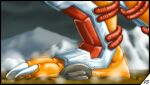  3_toes bandai_namco barefoot bodily_fluids claws clothing digimon digimon_(species) feet foot_crush foot_fetish foot_focus legwear macro male motion_blur musk musk_clouds riproarrex scalie simple_background smelly smelly_feet solo stomping sweat toe_claws toes wargreymon 