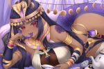 1girl absurdres armlet black_hair breasts circlet colored_tongue cup dark-skinned_female dark_skin egyptian_clothes forked_tongue gem gold_bracelet gold_nails hair_ornament highres large_breasts long_hair naya_onuphyrus purple_gemstone purple_tongue red_eyes red_gemstone saino_entertainment scales second-party_source shironagase slit_pupils snake_girl snake_hair_ornament snake_tail solo tail teacup teapot tongue usekh_collar virtual_youtuber 