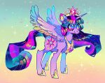  2019 bangs blunt_bangs crown equid equine eyelashes feathered_wings feathers feet female feral friendship_is_magic gem hasbro headgear heart_eyes heart_symbol hexagram hooves horn iridescent jewelry mammal my_little_pony mythological_creature mythological_equine mythology necklace quadruped rainbow_background simple_background solo sparkles sparkling_wings standing suippupupu symbol tail twilight_sparkle_(mlp) winged_unicorn wings 