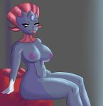  absurd_res anthro areola big_breasts breasts claws digital_media_(artwork) fangedotter female generation_4_pokemon hi_res looking_at_viewer mammal nintendo nipples nude pokemon pokemon_(species) simple_background smile solo tail weavile 