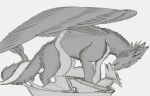  arkona_(arkonadragon) arkonadragon claws digital_media_(artwork) dragon duo eyes_closed feathered_tail feathers female feral fur furred_dragon furred_scalie greyscale guide_lines half-closed_eyes hi_res horn licking line_art lying male male/female malik markings monochrome mythological_creature mythological_scalie mythology narrowed_eyes on_front open_mouth raised_arm raised_leg scale_markings scales scalie simple_background spread_wings tail teeth tongue white_background wings 