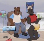  bear bodily_fluids canid canine canis diaper domestic_dog duo erection father_(lore) feces genital_fluids jock male male/male mammal messy overweight parent_(lore) peeing pooping possumkiddo slightly_chubby soiling urine wet wetting 