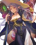  1girl breasts butterfly_wings cosplay fairy_wings fire_emblem fire_emblem_heroes grey_hair hair_vines halloween halloween_costume hat highres insect_wings ko-fi_commission large_breasts official_alternate_costume picnicic plant plant_hair plumeria_(fire_emblem) pointy_ears red_eyes rhea_(fire_emblem) rhea_(fire_emblem)_(cosplay) rhea_(halloween)_(fire_emblem) solo vines wings witch witch_hat 