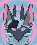  absurd_res animated anthro blep blinking fluffy hi_res horn hypnosis hypnotic_eyes kujo male mind_control nardoragon solo tongue tongue_out 