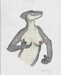  absurd_res anthro female fish hi_res incogneat-o looking_at_viewer marine nipple_piercing nipples piercing presenting shark sharp_teeth smile solo teeth 