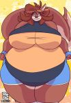  anthro belly big_belly big_breasts breasts canid canine canis domestic_dog female hi_res lionalliance mammal mary_blissamy obese overweight overweight_female smile solo 