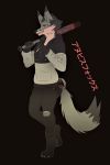  absurd_res anthro baseball_bat bat_(object) canid canine cigarette clothed clothing digital_media_(artwork) dipstick_ears dipstick_tail fox fur hi_res looking_at_viewer male mammal mr.kitsune(naitokitsune) multicolored_ears multicolored_tail naitokitsune open_mouth smile smoke smoking solo sweater topwear white_fur 