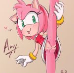  &lt;3 2019 5_fingers amy_rose anthro blush bottomless butt clothed clothing dress eulipotyphlan female hair hedgehog jessie-katcat_(artist) looking_at_viewer mammal pussy pussy_juice raised_leg short_hair solo sonic_(series) spread_legs spreading standing tongue tongue_out upskirt 