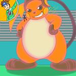  1:1 2019 absurd_res dynamax electricity hi_res human invalid_background kanahu lightning_bolt looking_at_viewer macro male mammal micro nintendo overweight pok&eacute;mon pok&eacute;mon_(species) pose raichu riding riding_on_shoulder simple_background slightly_chubby video_games zoomed_in_view 