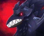  2019 armor avian beak bird corvid corviknight dark evil_look feathers glowing invalid_tag melee_weapon metal mightyraptor nintendo pok&eacute;mon pok&eacute;mon_(species) shield smile sword teeth video_games weapon 