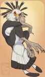  accipitriform anthro avian beak biped bird bombird breasts clara_(bombird) claws countershade_legs countershade_torso countershading dipstick_feathers dipstick_tail feathered_crest feathers featureless_crotch feet female head_crest head_feathers hi_res markings nipples nude pose secretary_bird solo tail tail_feathers tail_markings talon_hands talons toes 