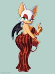  big_breasts big_butt breasts butt chiropteran clothed clothing female fully_clothed hi_res looking_at_viewer looking_back mammal omegasunburst rouge_the_bat simple_background solo sonic_(series) wings 
